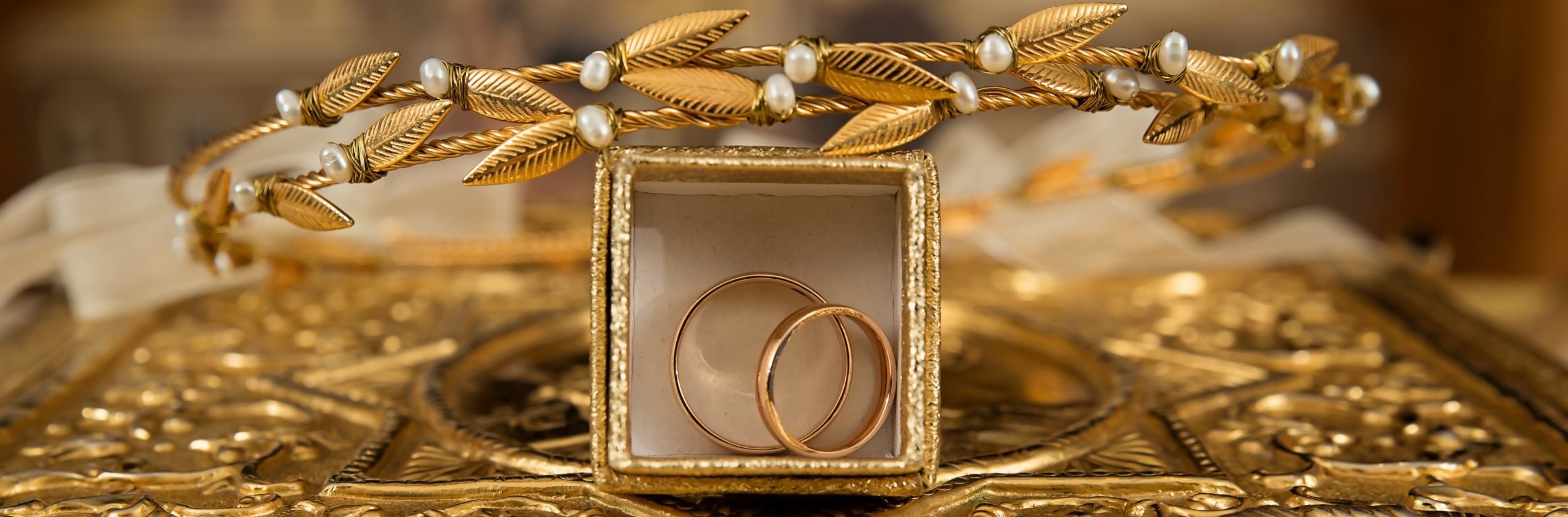 gold rings in frame